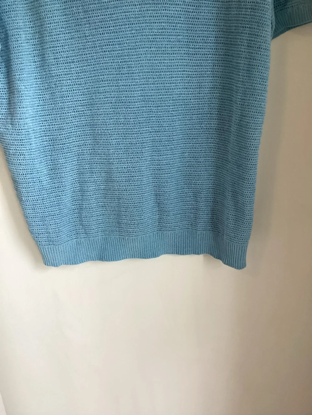Paisley & Gray Men’s Large Open Knit Johnny Collar Polo Light Blue Chenille NWT